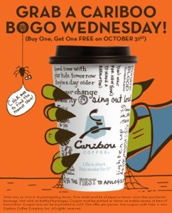 Caribou Coffee BOGO Free on 10/31/12