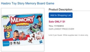 Toys R Us: Toy Story Memory Game Only $1 (no coupons needed!)