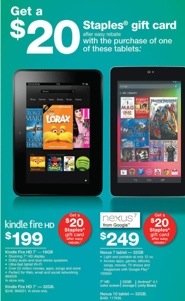 Staples Kindle Fire Gift Card Promo