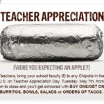 BOGO Chipotle for Teacher Appreciation Day on May 7th