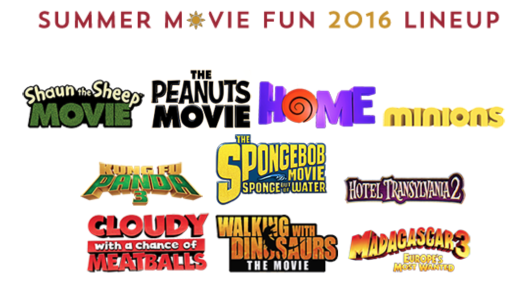 Summer Movie Fun List 2016 FREE and CHEAP Movies