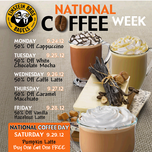 Einstein Bros Coffee Day Deals All Week Long! Mission to Save