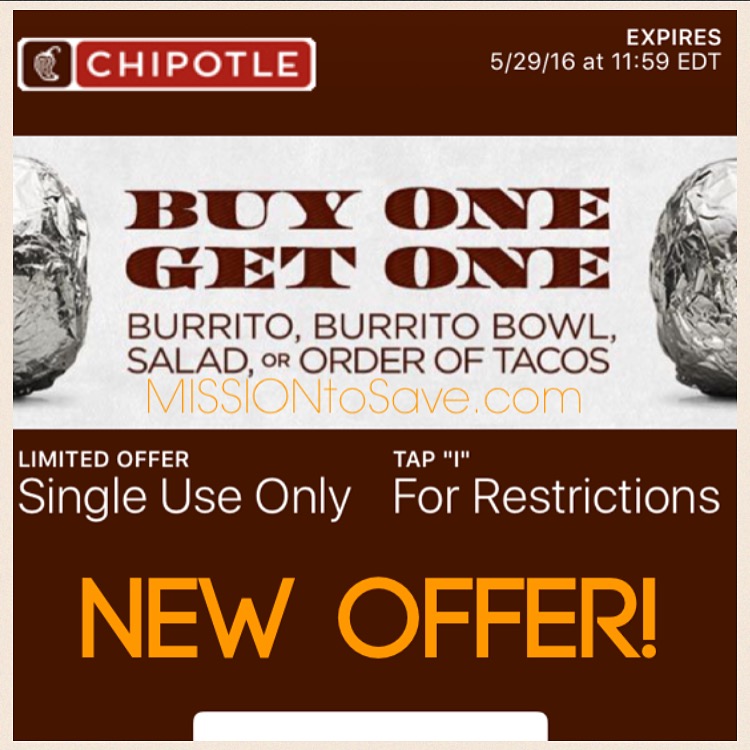 *HOT* Rare Chipotle Coupon for Buy One, Get One Free (Text Offer