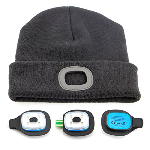 Rechargeable LED Beanie Hat Lighted Winter Hat Mission to Save